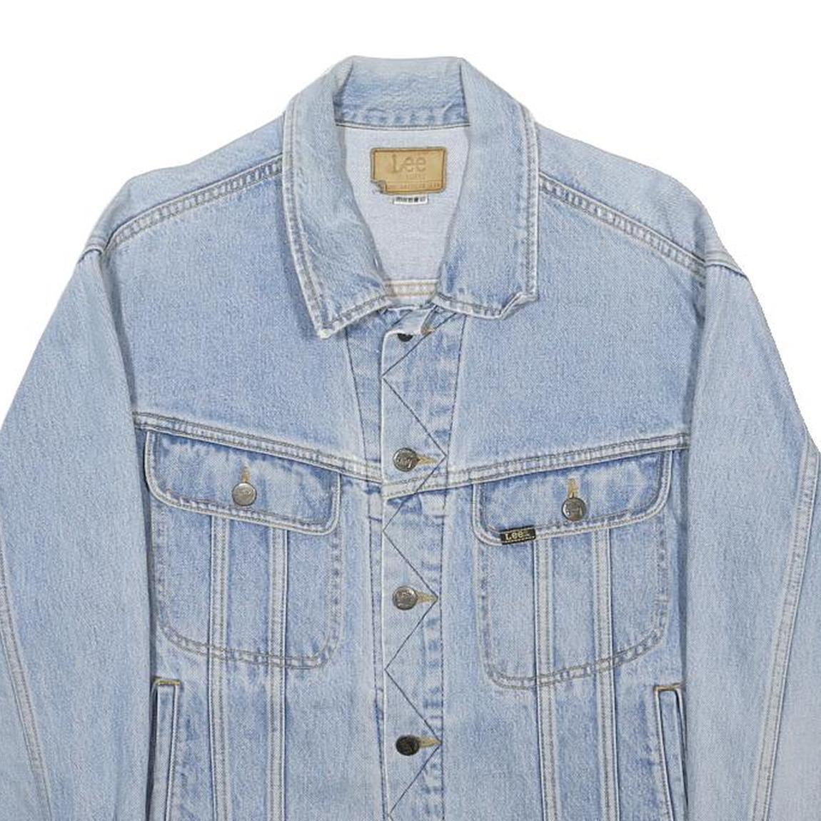 LEE Mens Blue Denim Jacket L Cotton Button Closure Classic Fit Casual Outerwear