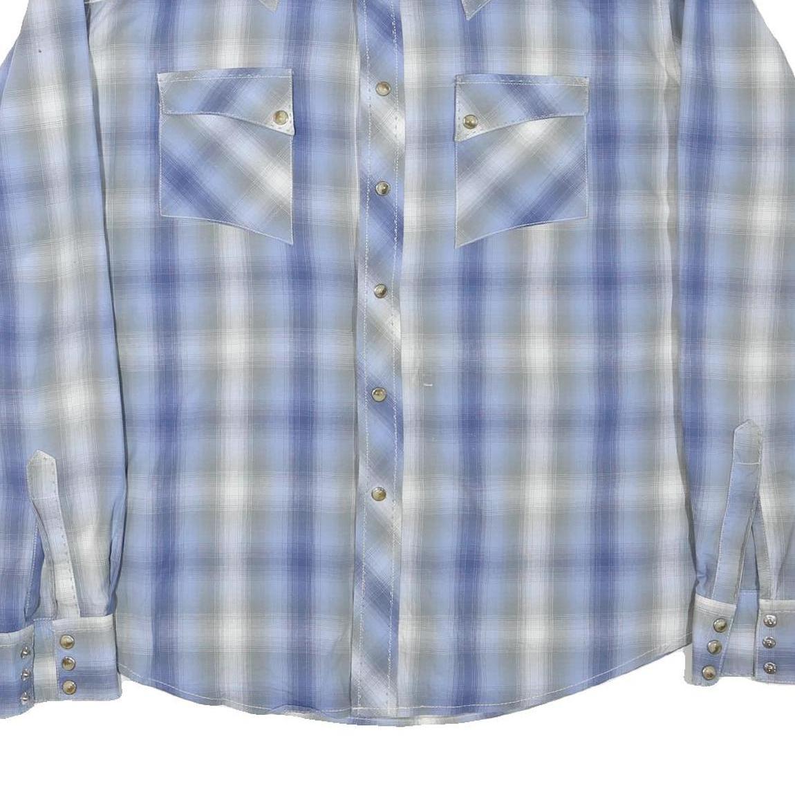 WRANGLER Mens Blue & Grey Check Shirt M Western Style Cotton Blend