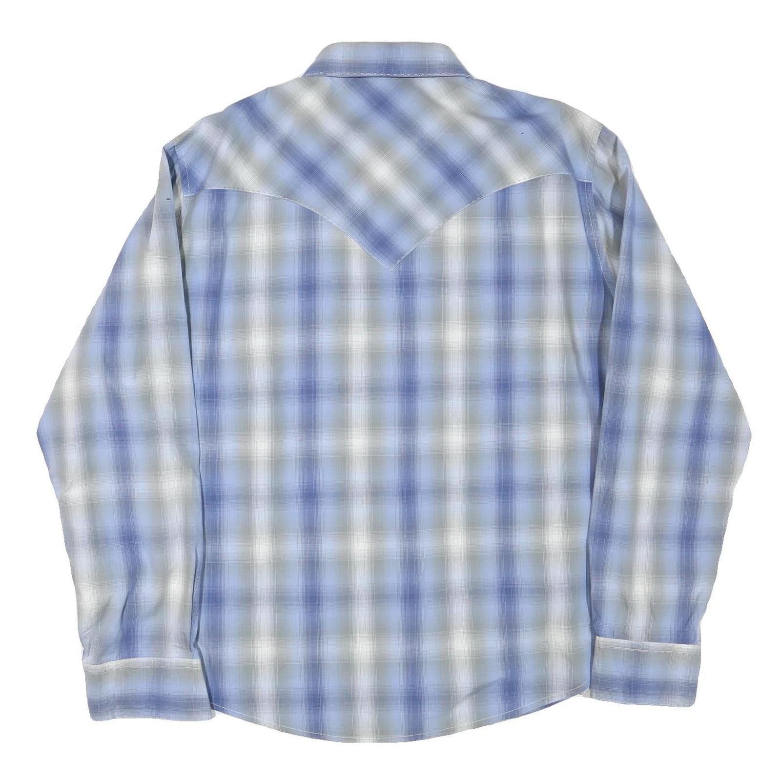 WRANGLER Mens Blue & Grey Check Shirt M Western Style Cotton Blend