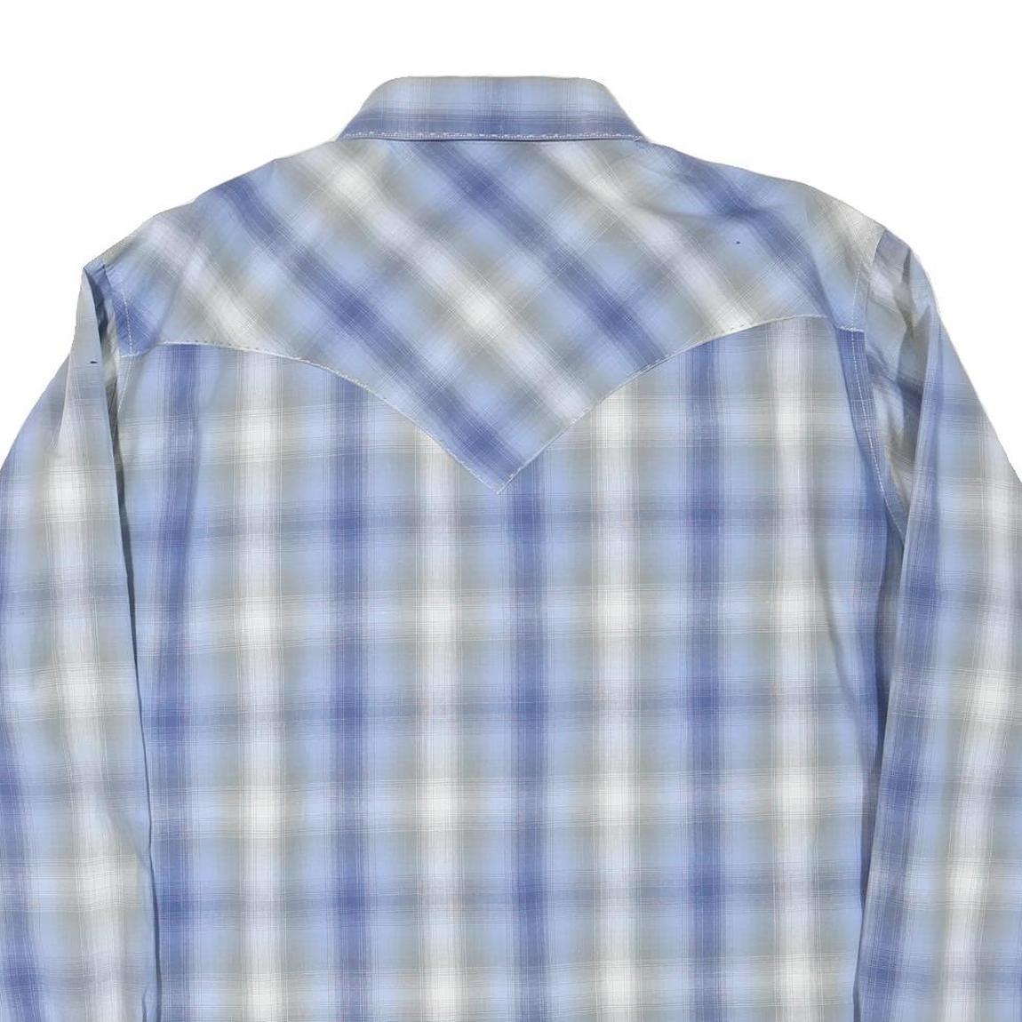 WRANGLER Mens Blue & Grey Check Shirt M Western Style Cotton Blend