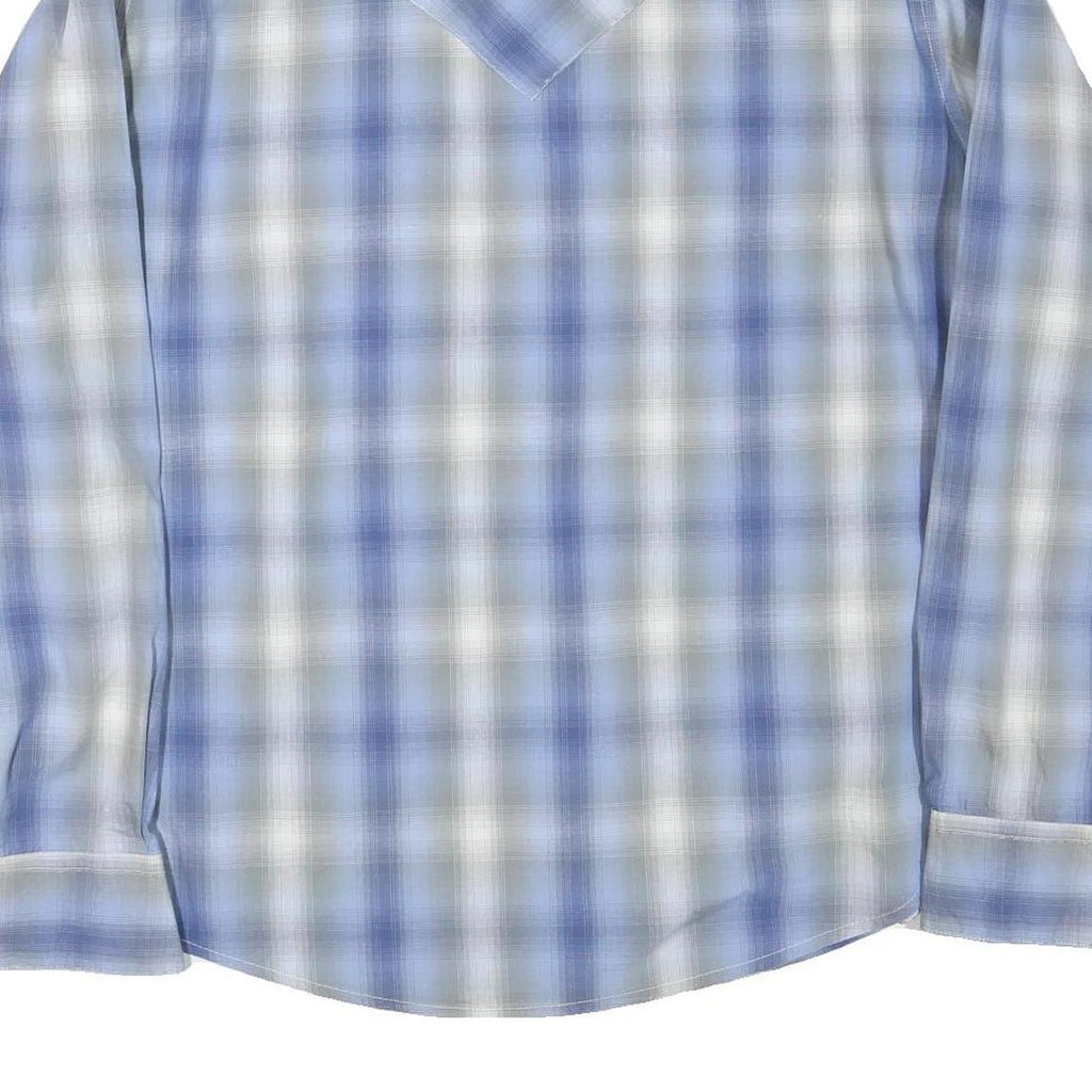 WRANGLER Mens Blue & Grey Check Shirt M Western Style Cotton Blend
