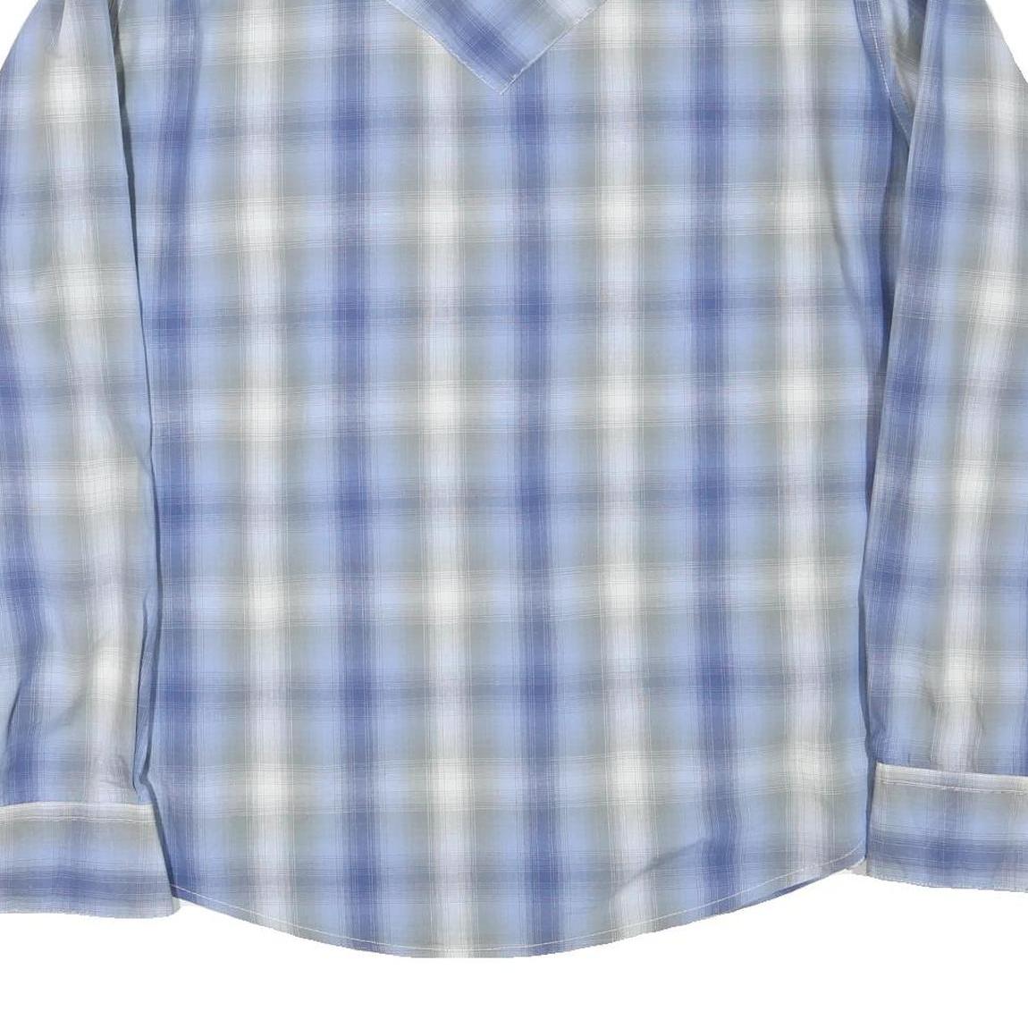 WRANGLER Mens Blue & Grey Check Shirt M Western Style Cotton Blend