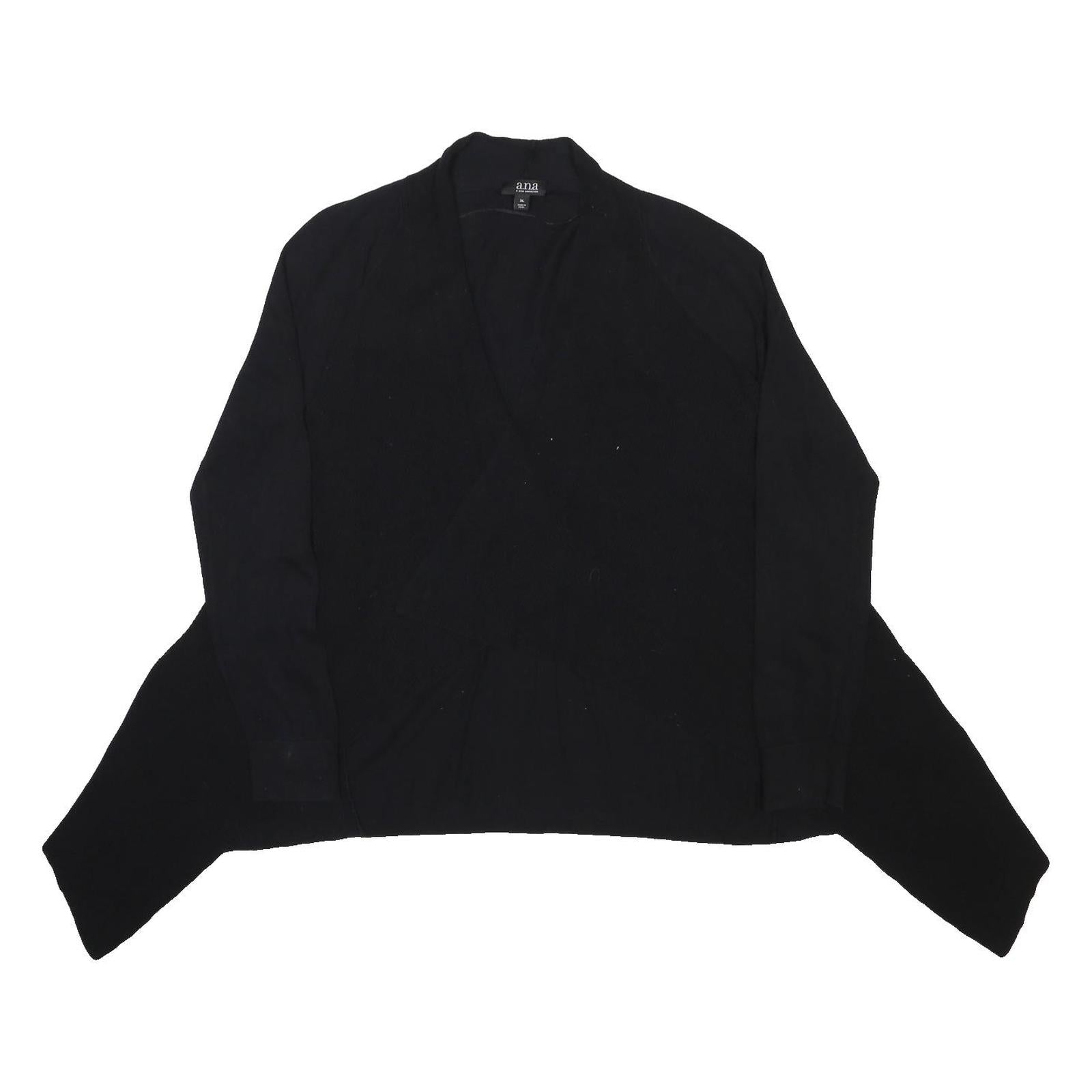 ANA Womens Black Plain Pullover Jumper Crew Neck Polyester Blend XL Lightweight