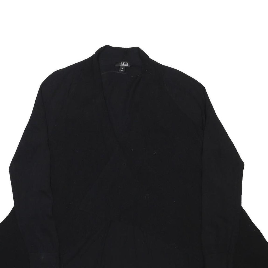 ANA Womens Black Plain Pullover Jumper Crew Neck Polyester Blend XL Lightweight