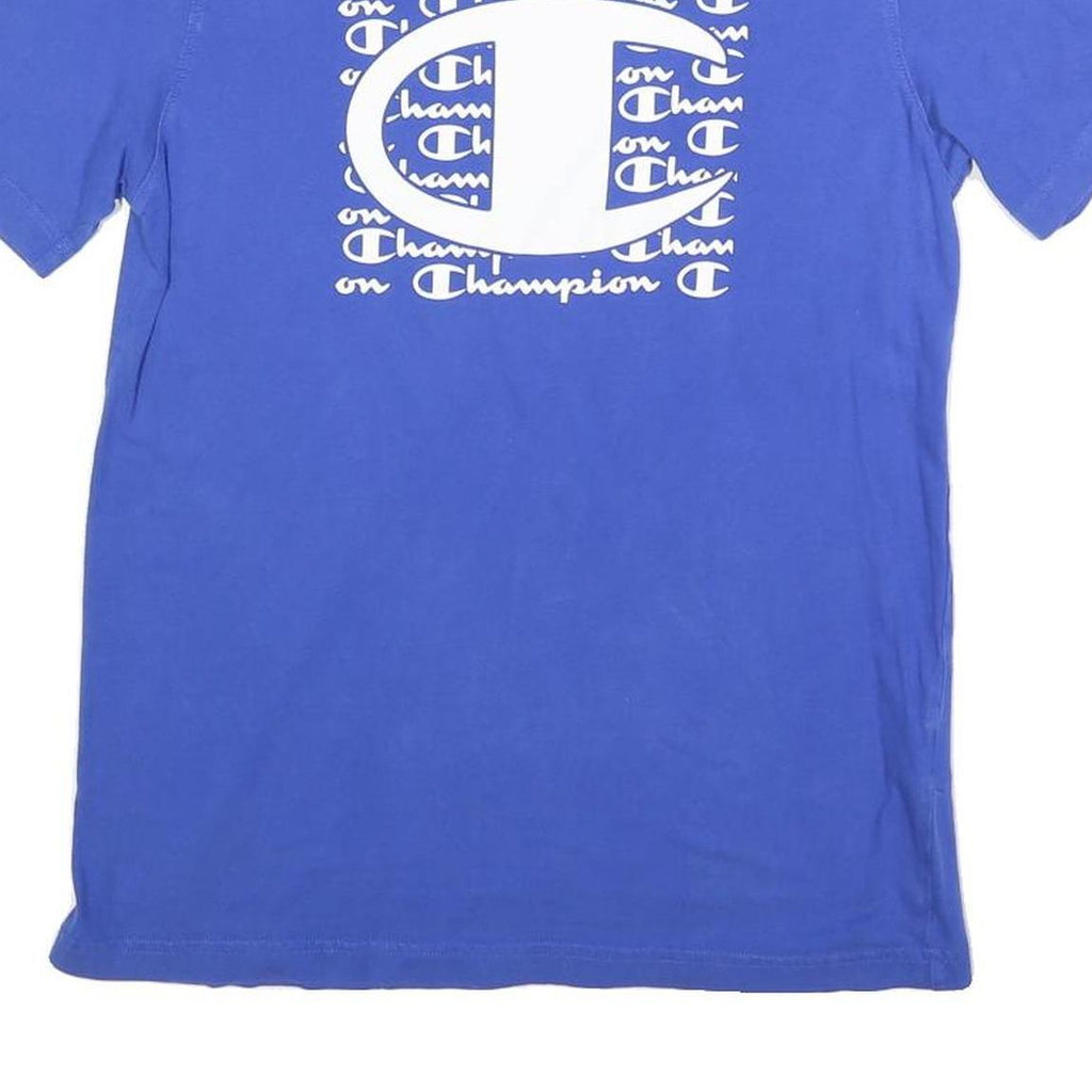 CHAMPION Mens Blue Graphic T-Shirt M Short Sleeve Crew Neck Cotton Blend