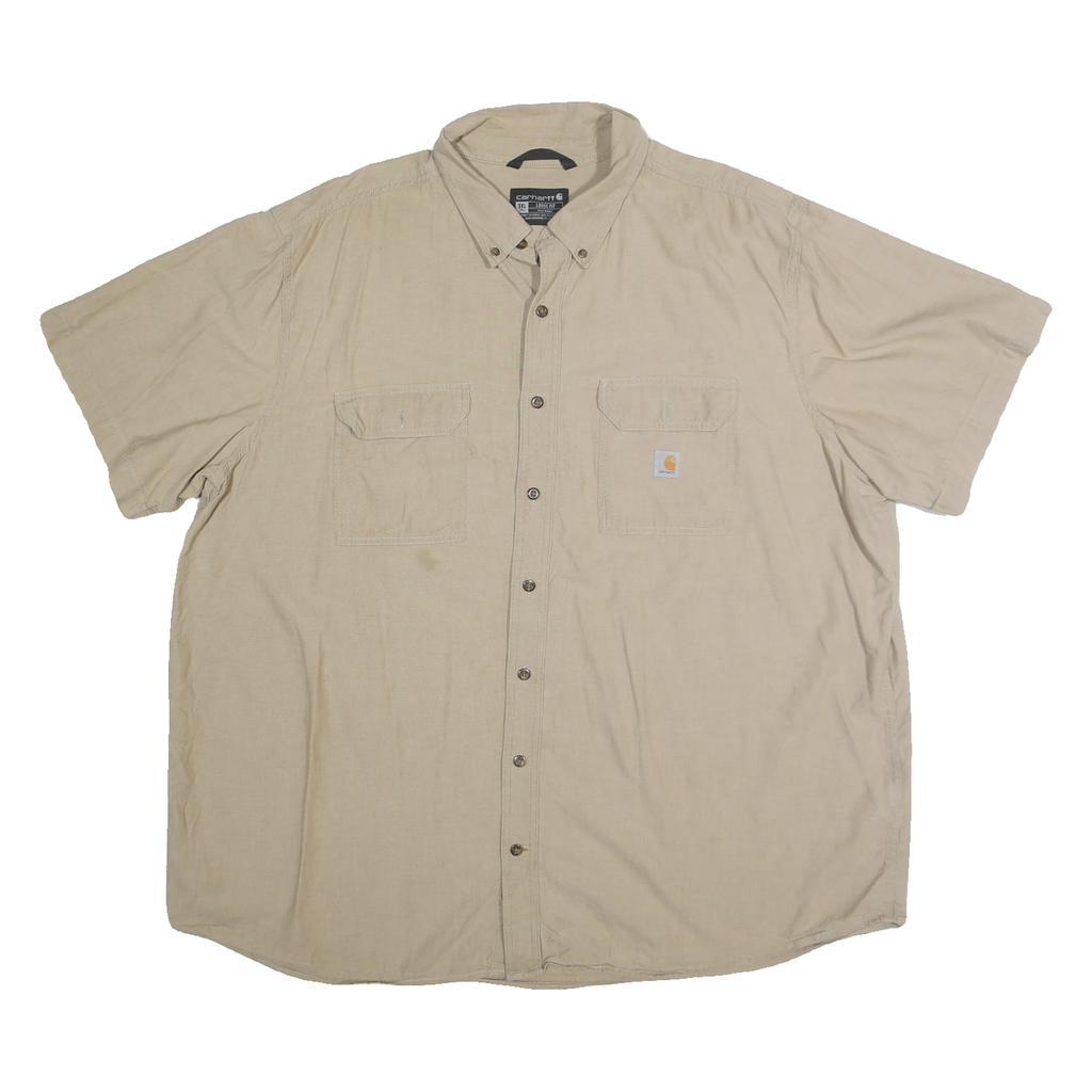 CARHARTT Mens Beige Cotton Blend Workwear Shirt 3XL Button Pocket Casual