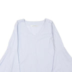 ZARA Womens Blue & White Printed Top Bell Sleeve V-Neck Size M Summer Style