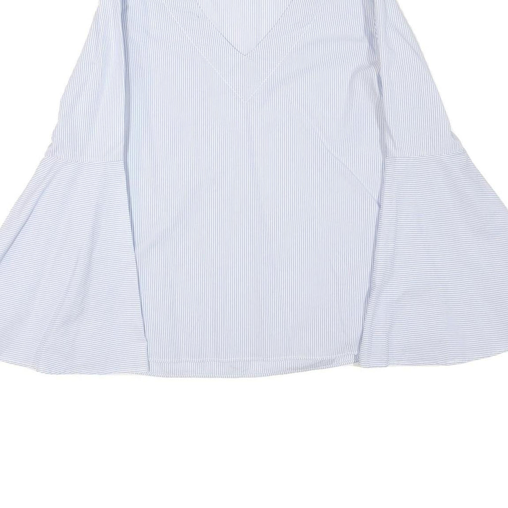 ZARA Womens Blue & White Printed Top Bell Sleeve V-Neck Size M Summer Style