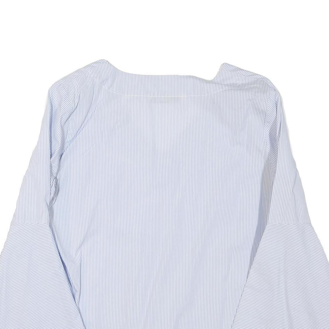 ZARA Womens Blue & White Printed Top Bell Sleeve V-Neck Size M Summer Style