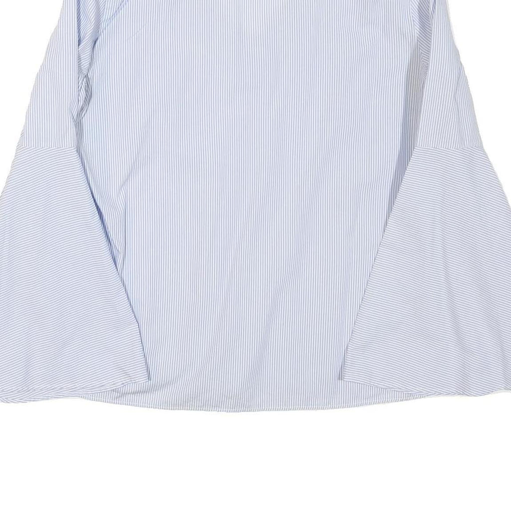 ZARA Womens Blue & White Printed Top Bell Sleeve V-Neck Size M Summer Style