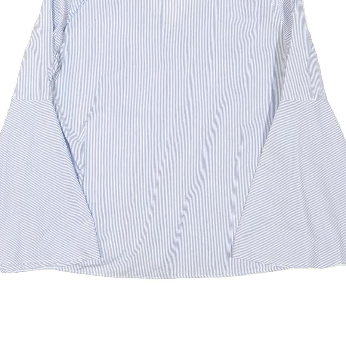 ZARA Womens Blue & White Printed Top Bell Sleeve V-Neck Size M Summer Style