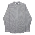 TOMMY HILFIGER Mens Blue & White Striped Shirt 2XL Cotton Blend Button-Down