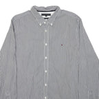 TOMMY HILFIGER Mens Blue & White Striped Shirt 2XL Cotton Blend Button-Down