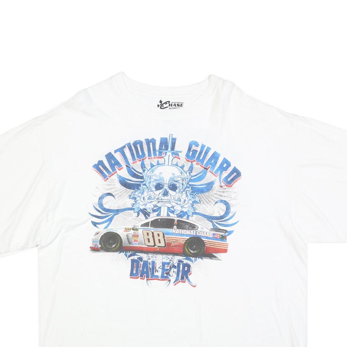 CHASE AUTHENTICS Mens White National Guard Dale Jr Graphic T-Shirt 2XL Short