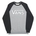VANS Mens Grey & Black Sweatshirt Crew Neck M Cotton Blend Casual Pullover