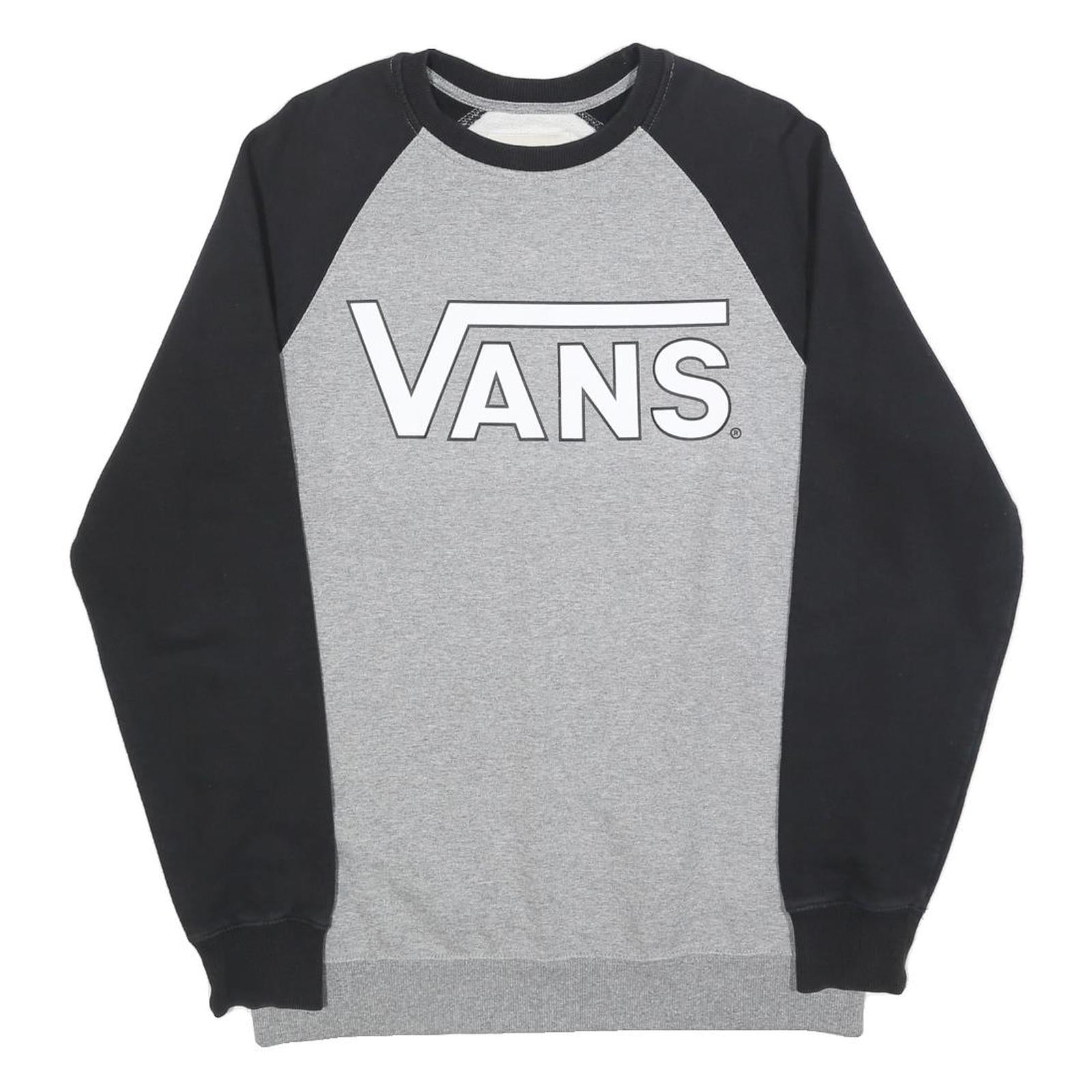 VANS Mens Grey & Black Sweatshirt Crew Neck M Cotton Blend Casual Pullover