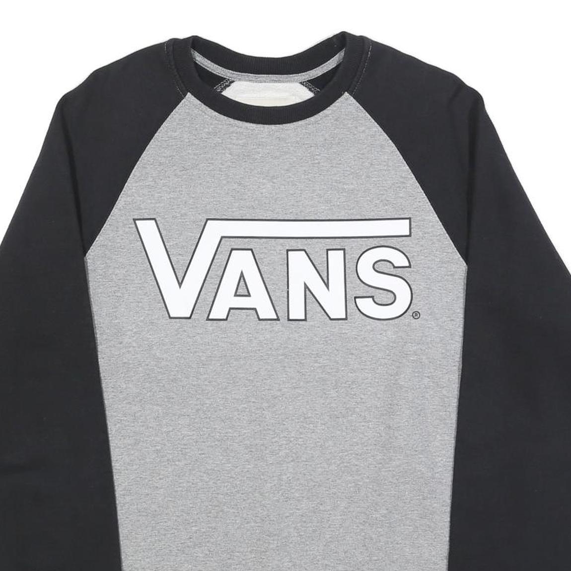 VANS Mens Grey & Black Sweatshirt Crew Neck M Cotton Blend Casual Pullover