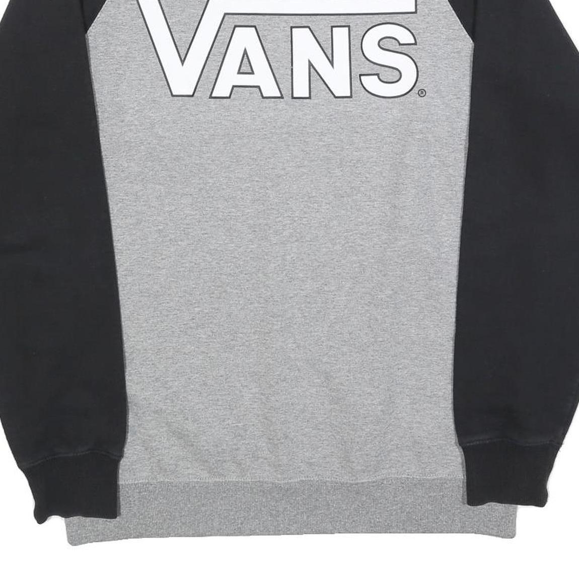 VANS Mens Grey & Black Sweatshirt Crew Neck M Cotton Blend Casual Pullover