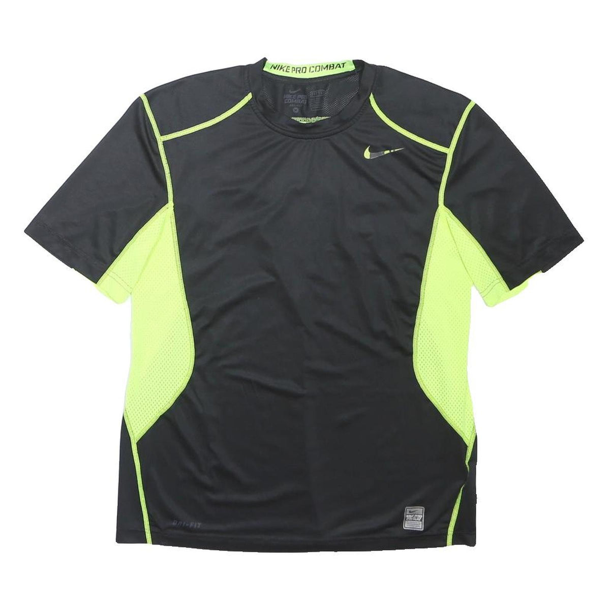 NIKE Mens Black & Neon Yellow Modern T-Shirt M Short Sleeve Crew Neck Sports Gym
