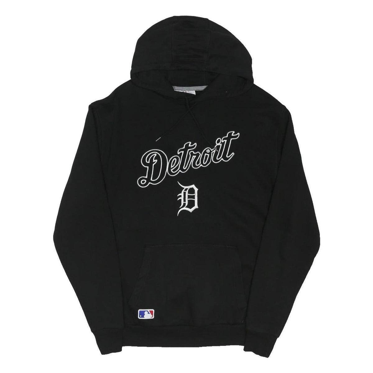 MLB Mens Black Detroit Hoodie L Cotton Blend Pullover Sports Sweater