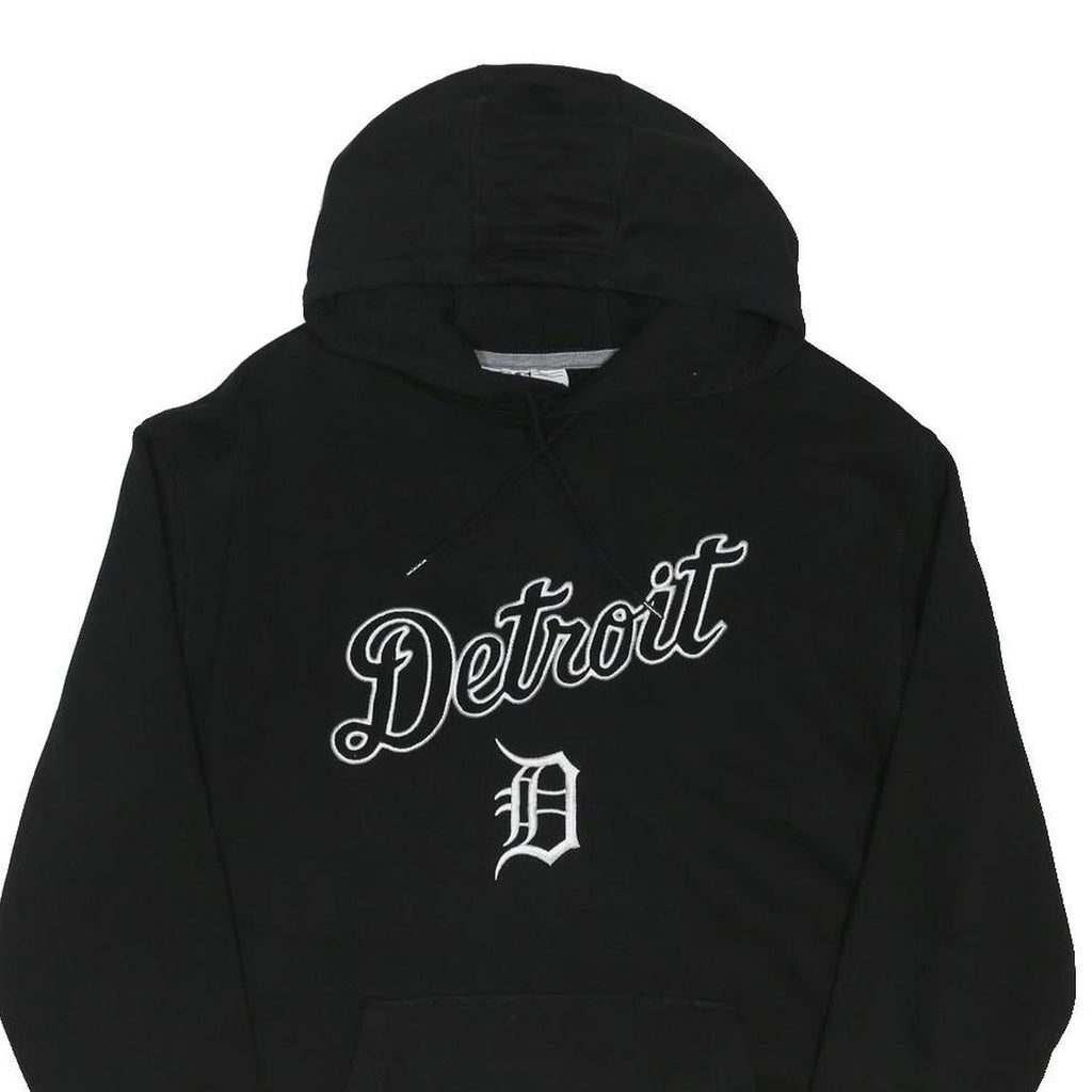 MLB Mens Black Detroit Hoodie L Cotton Blend Pullover Sports Sweater