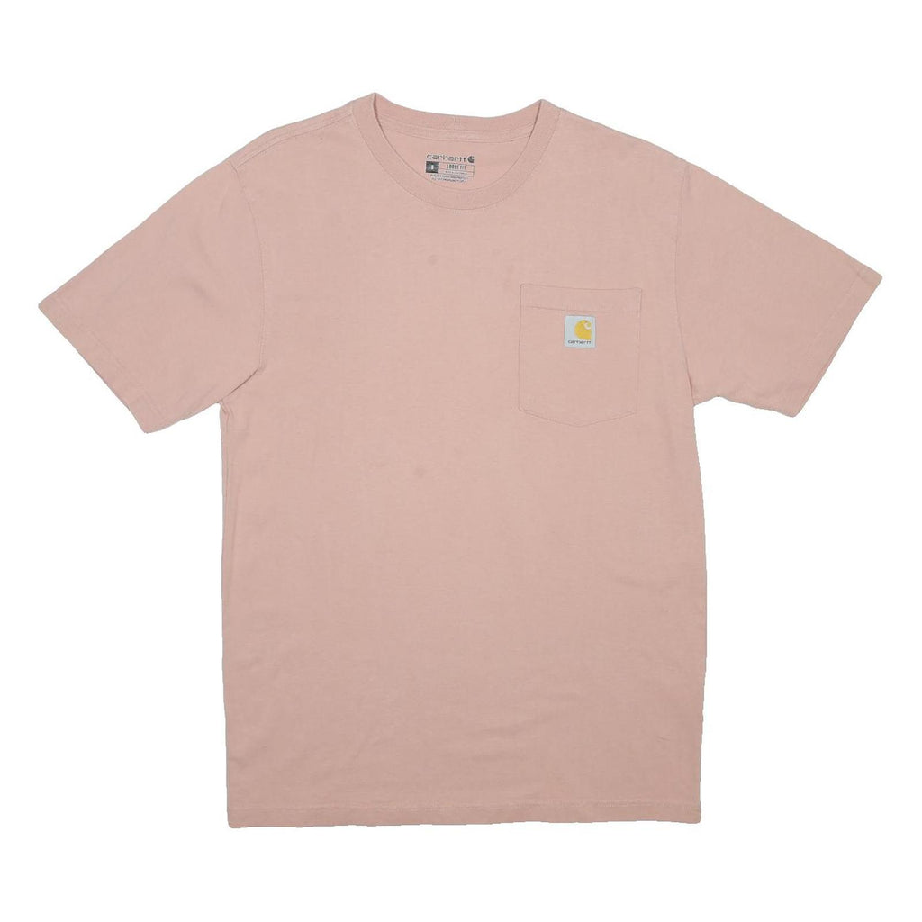 CARHARTT Mens Pink Pocket T-Shirt S Short Sleeve Crew Neck Cotton Casual