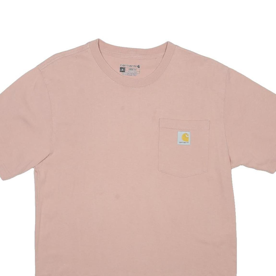 CARHARTT Mens Pink Pocket T-Shirt S Short Sleeve Crew Neck Cotton Casual