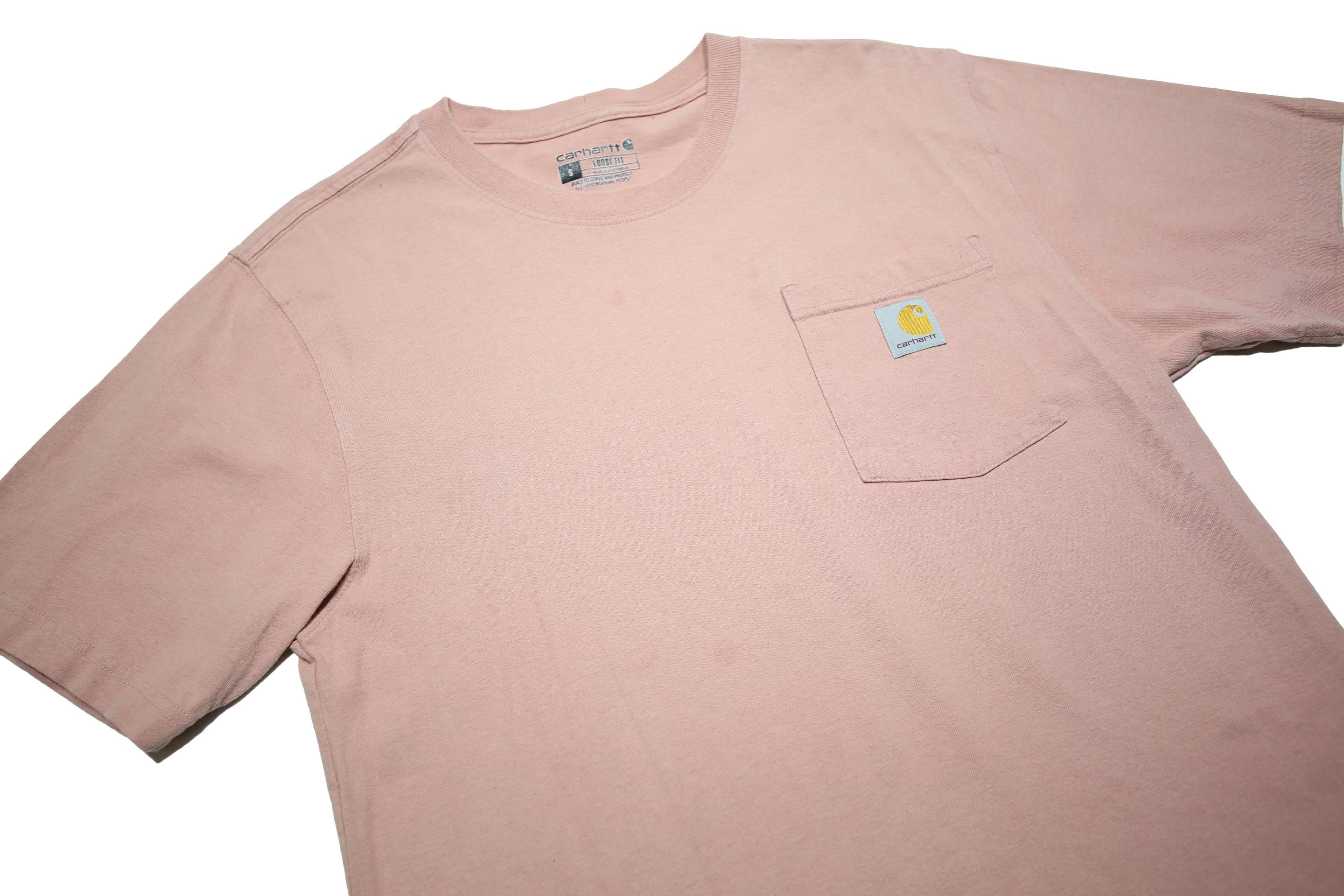 CARHARTT Mens Pink Pocket T-Shirt S Short Sleeve Crew Neck Cotton Casual