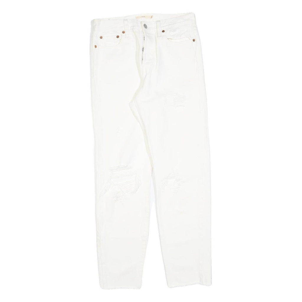 LEVI'S Womens White Regular Fit Straight Denim Jeans W26 L28 Classic Button