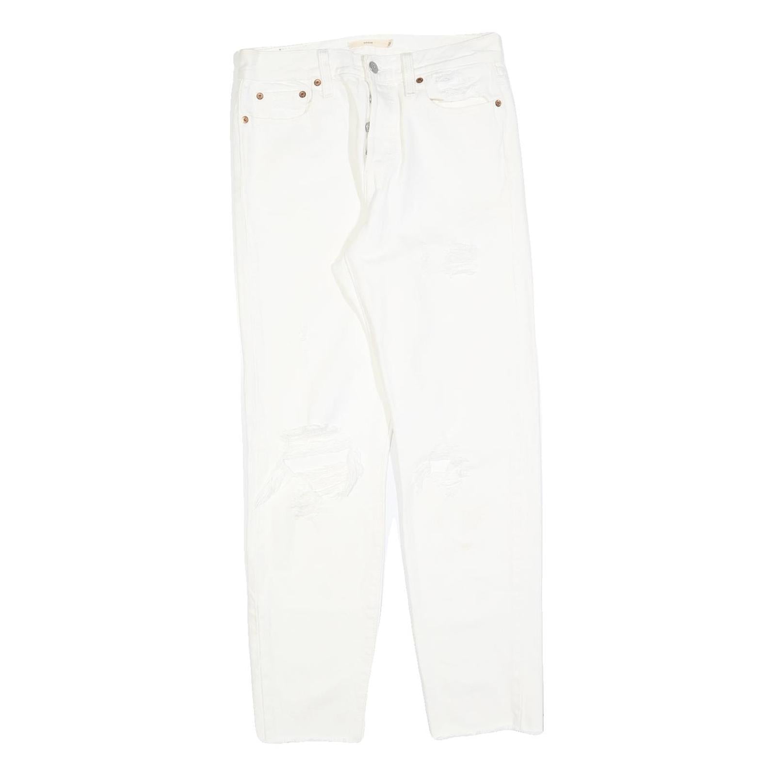 LEVI'S Womens White Regular Fit Straight Denim Jeans W26 L28 Classic Button