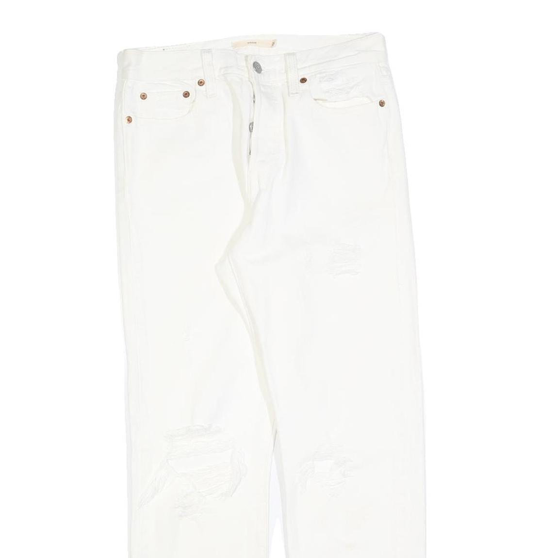LEVI'S Womens White Regular Fit Straight Denim Jeans W26 L28 Classic Button