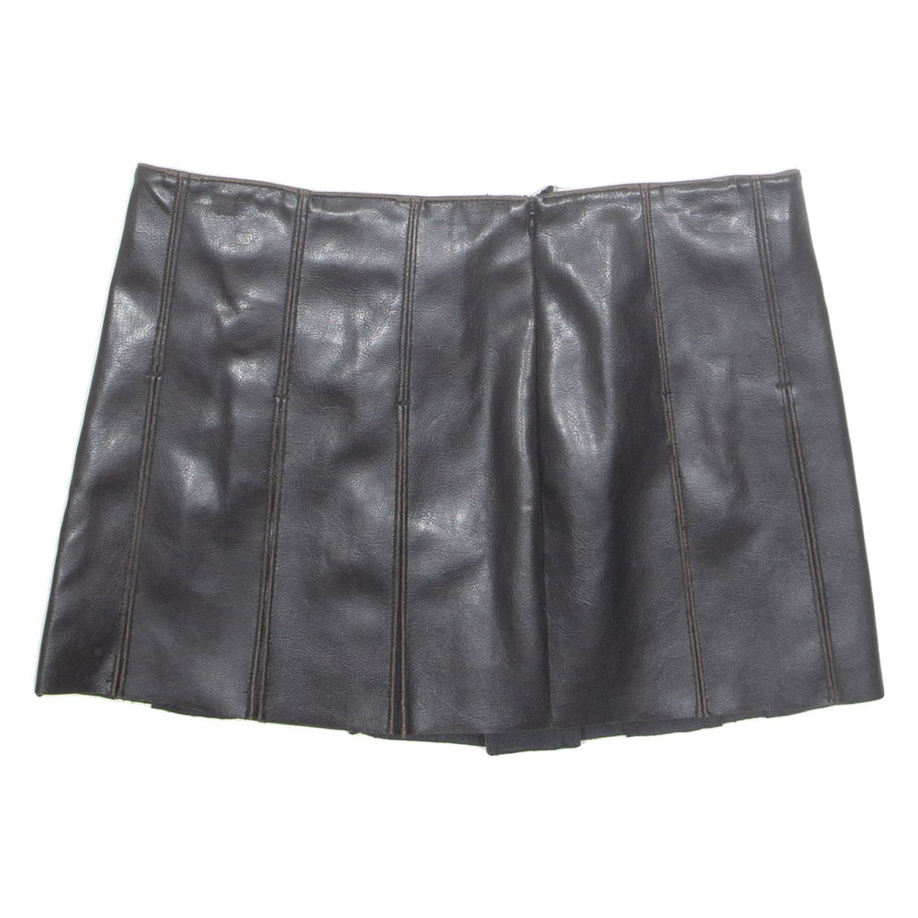 Womens Pleated Skirt Brown Short M