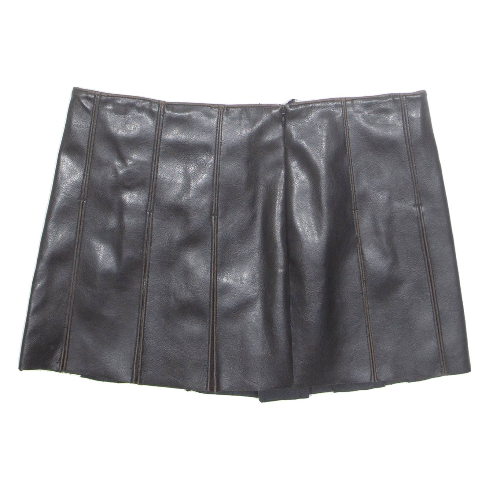 Womens Pleated Skirt Brown Short M