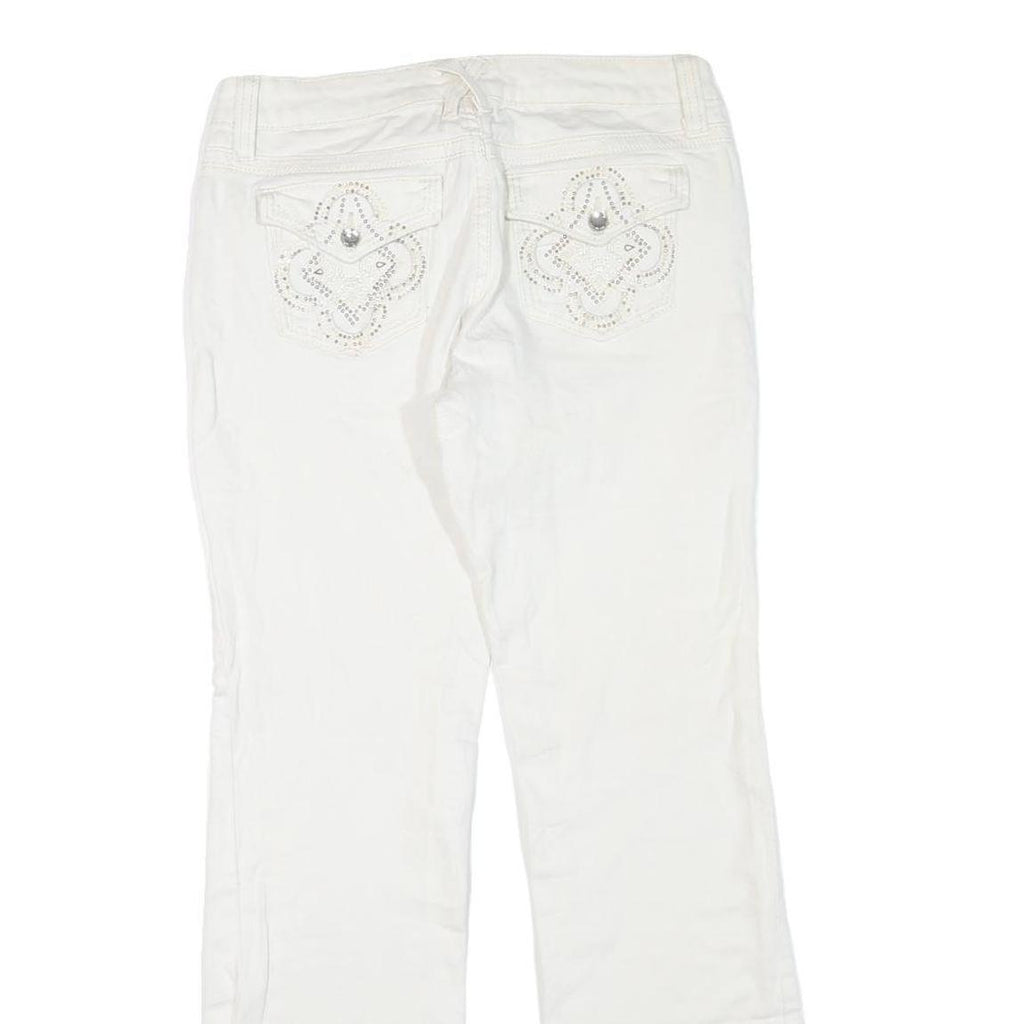 LEI Womens White Regular Bootcut Denim Jeans Cotton Blend Light W32 L30