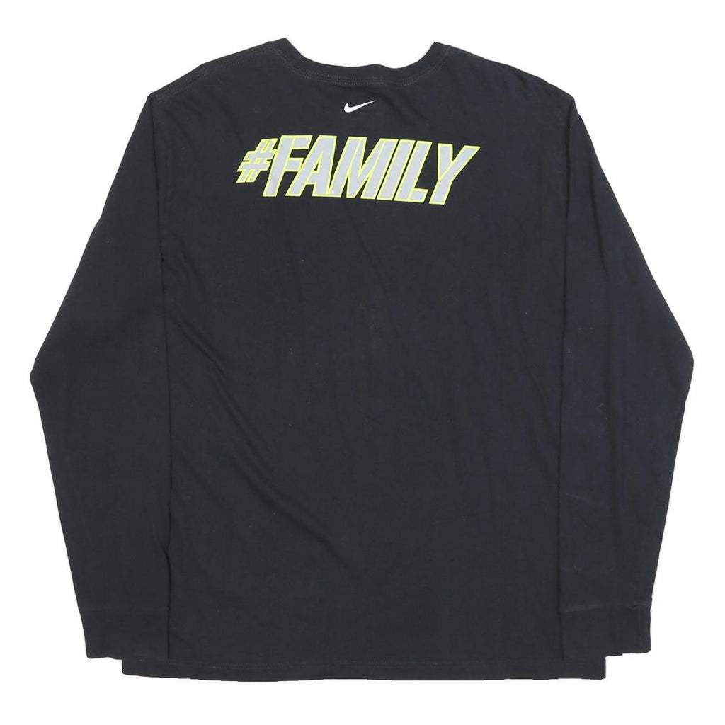 NIKE Mens Black East Side Basketball Graphic T-Shirt XL Long Sleeve Crew Neck