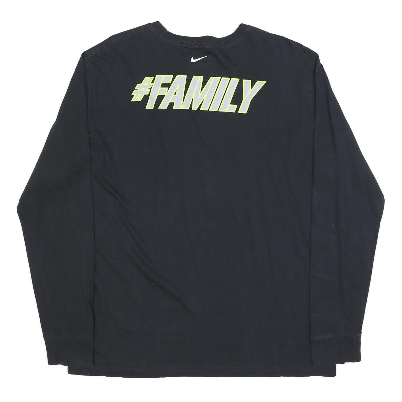 NIKE Mens Black East Side Basketball Graphic T-Shirt XL Long Sleeve Crew Neck
