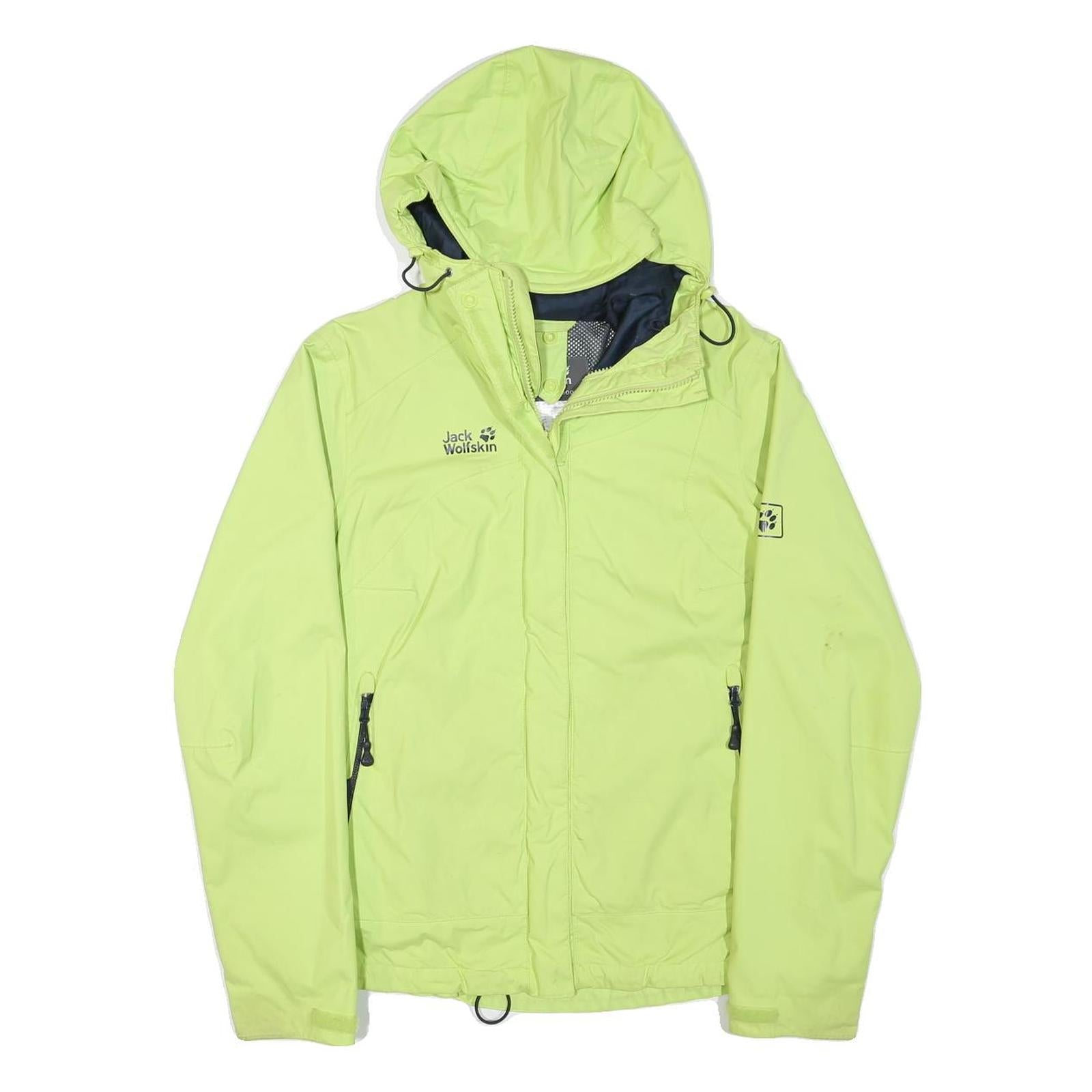 JACK WOLFSKIN Womens Yellow Jacket S Polyester Blend Outdoor Zip Hooded Pocket