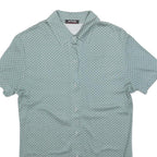 ERFOLG Womens Green & White Polka Dot Shirt Short Sleeve Collared M Button Front