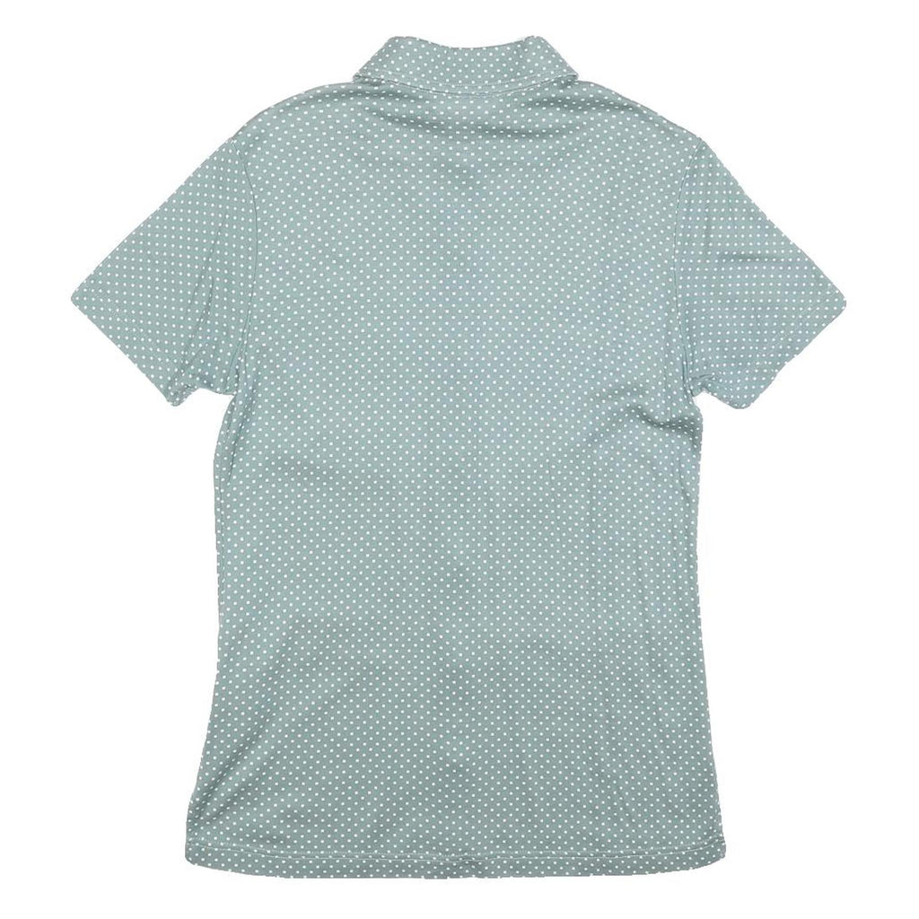 ERFOLG Womens Green & White Polka Dot Shirt Short Sleeve Collared M Button Front