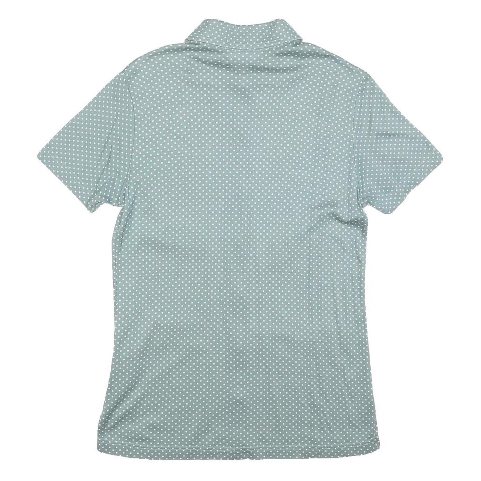 ERFOLG Womens Green & White Polka Dot Shirt Short Sleeve Collared M Button Front