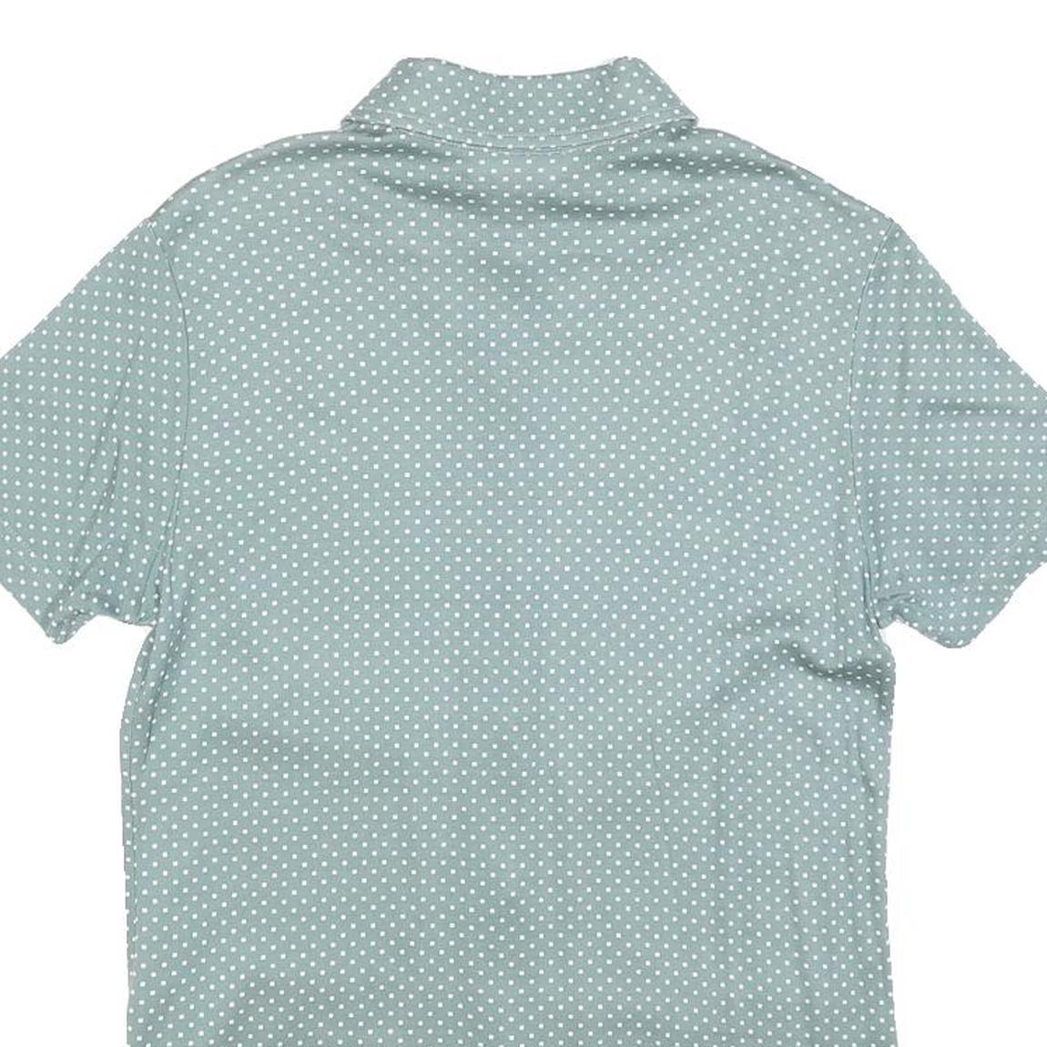 ERFOLG Womens Green & White Polka Dot Shirt Short Sleeve Collared M Button Front