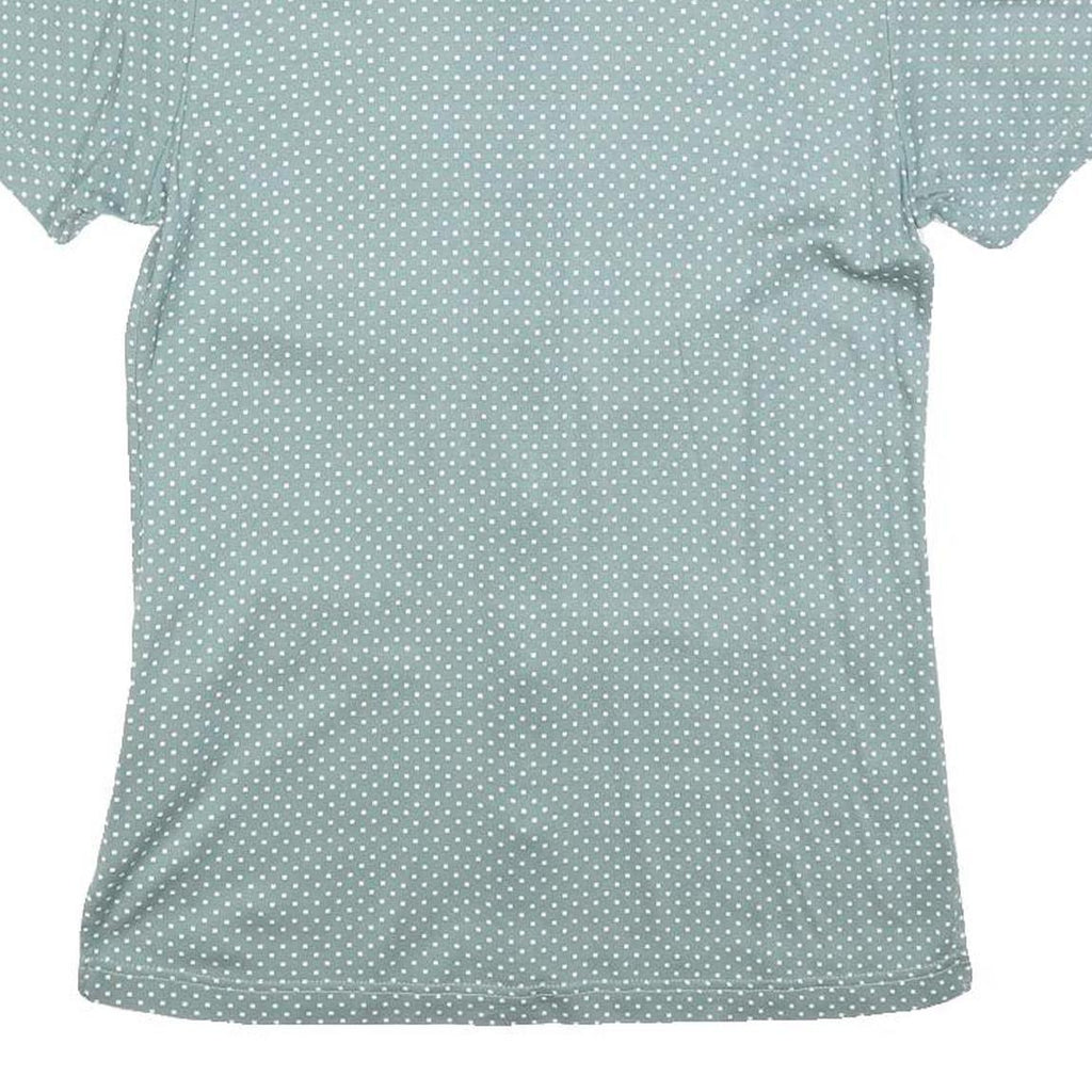 ERFOLG Womens Green & White Polka Dot Shirt Short Sleeve Collared M Button Front