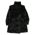 Womens Black Faux Fur Button Jacket M Polyester Blend Plush Soft Warm Outerwear