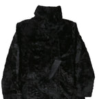 Womens Black Faux Fur Button Jacket M Polyester Blend Plush Soft Warm Outerwear