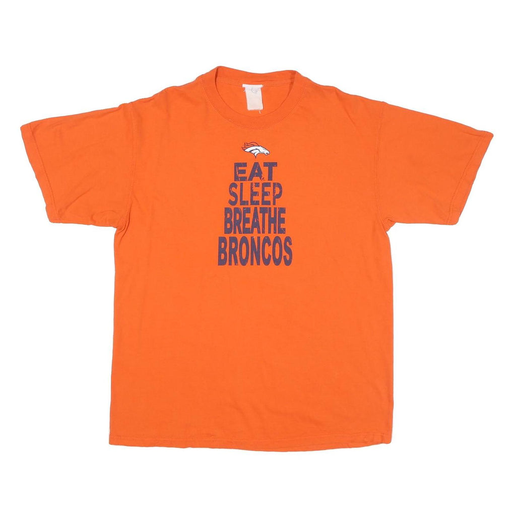 Mens Orange Denver Broncos Graphic T-Shirt M Short Sleeve Crew Neck Cotton Blend