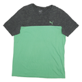 PUMA Mens Grey & Green Cotton Blend T-Shirt S Short Sleeve Round Neck Casual