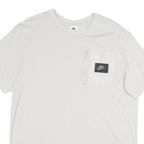 NIKE Mens White L Cotton Blend T-Shirt Short Sleeve Crew Neck Pocket Sports