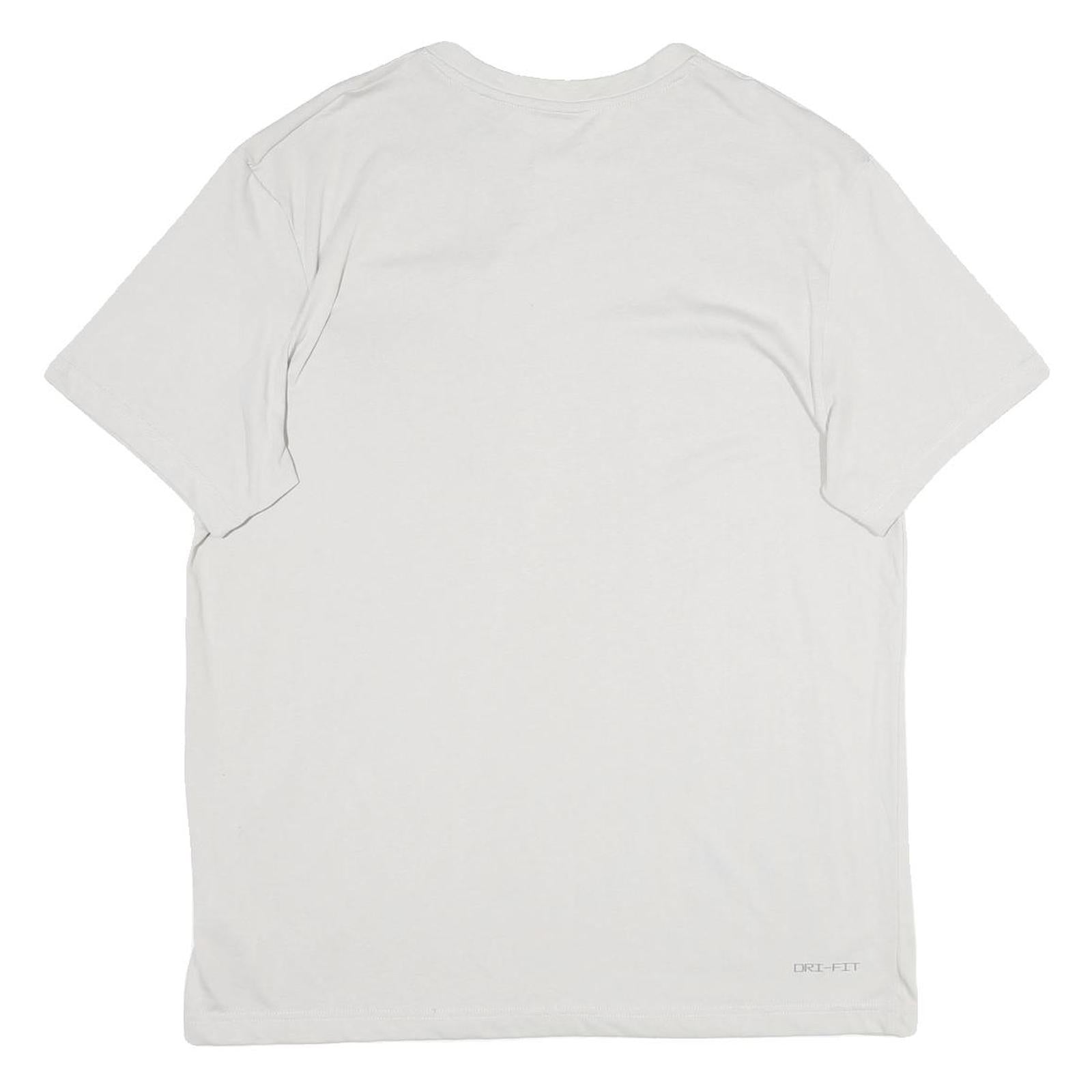 NIKE Mens White L Cotton Blend T-Shirt Short Sleeve Crew Neck Pocket Sports