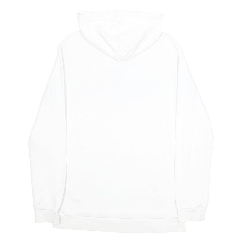 ADIDAS Mens White Hoodie M Trefoil Logo Pullover Cotton Blend Casual