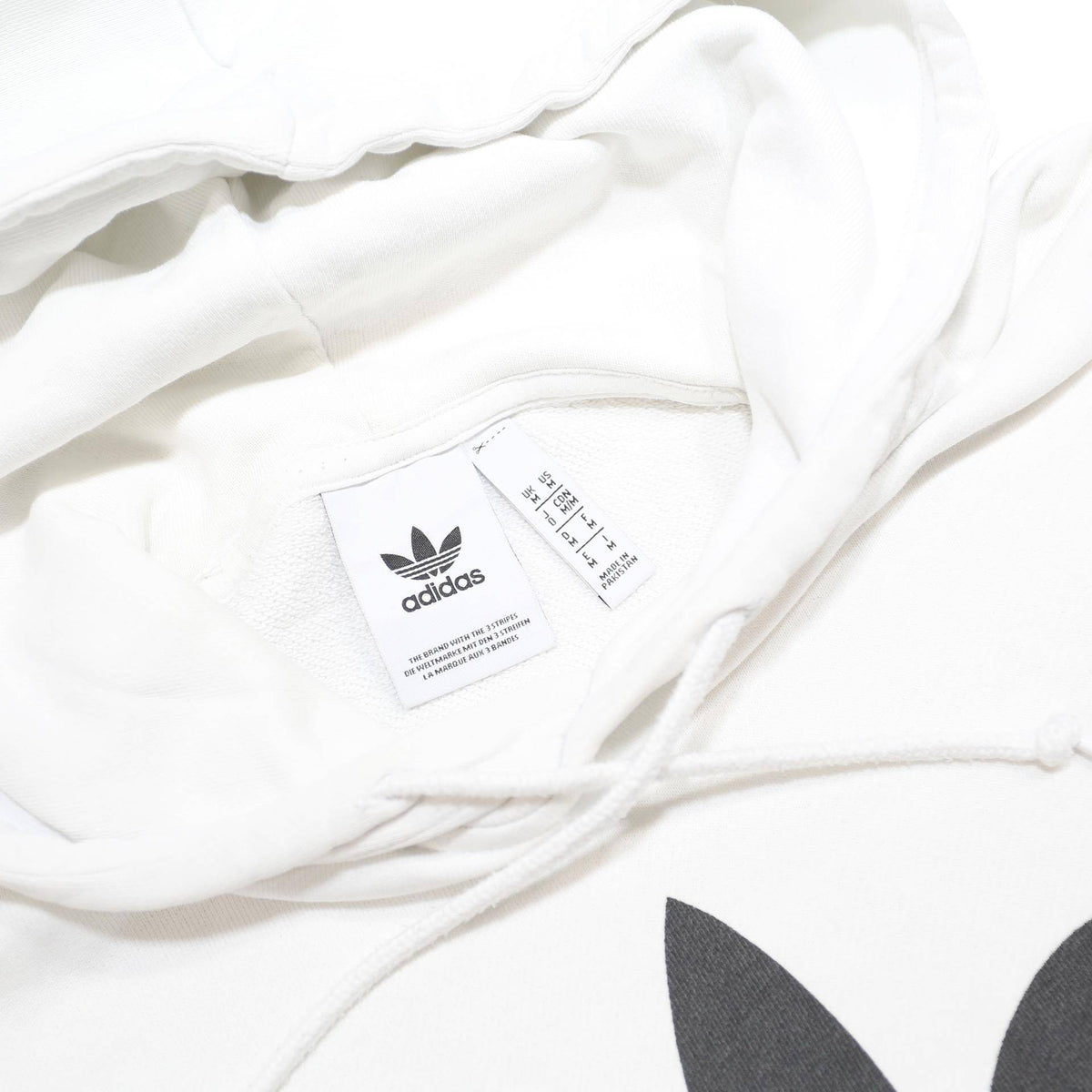 ADIDAS Mens White Hoodie M Trefoil Logo Pullover Cotton Blend Casual
